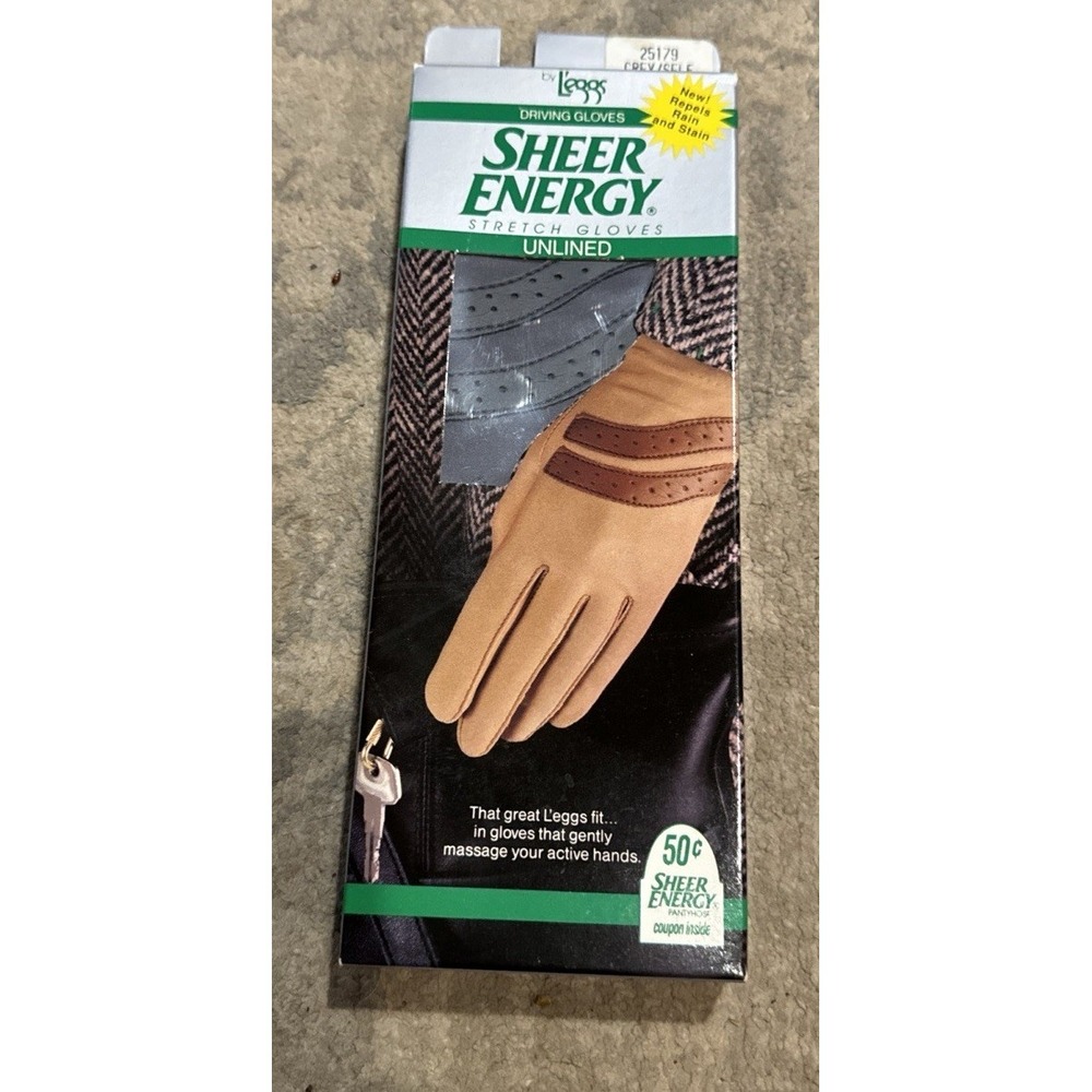 New Vintage Leggs Sheer Energy Stretch Gray Gloves Knit unLined One Size‎